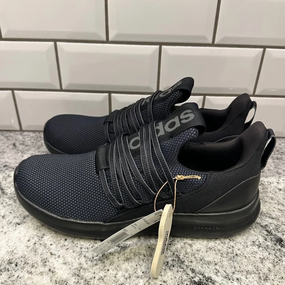 Adidas Mens 9.5 Lite Racer Adapt 7.0 Carbon Black Slip On Athleisure Sneaker